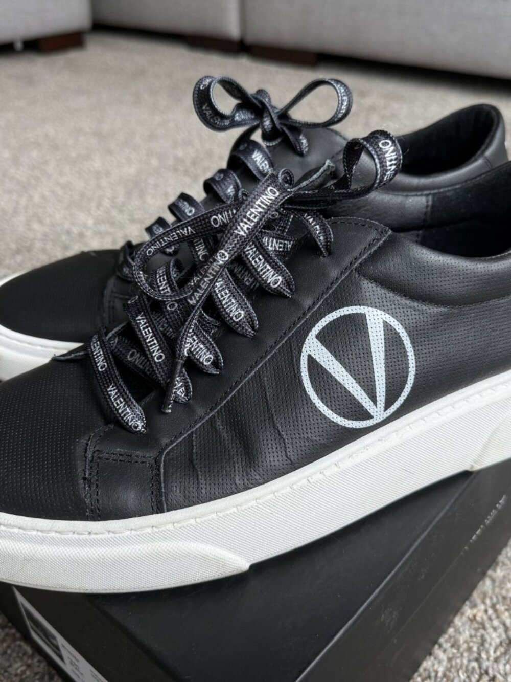 VALENTINO Men’s Black Leather Sneakers (Size 12)